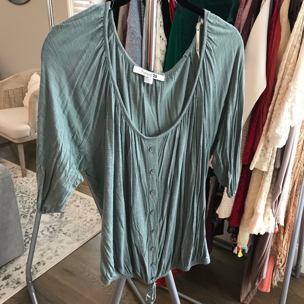 Top with Button Down front and waist tie